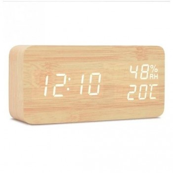 Baby Room Humidity Alarm Clock Wooden Clock Led Luminous Silent Alarm Clock Multifunctional Electronic Clock