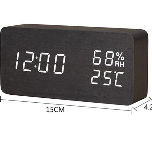 Baby Room Humidity Alarm Clock Wooden Clock Led Luminous Silent Alarm Clock Multifunctional Electronic Clock