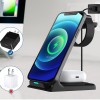 Vertical Three-in-one Wireless Charger 15W Fast Charge Dual-coil Desktop Stand Wireless Charger