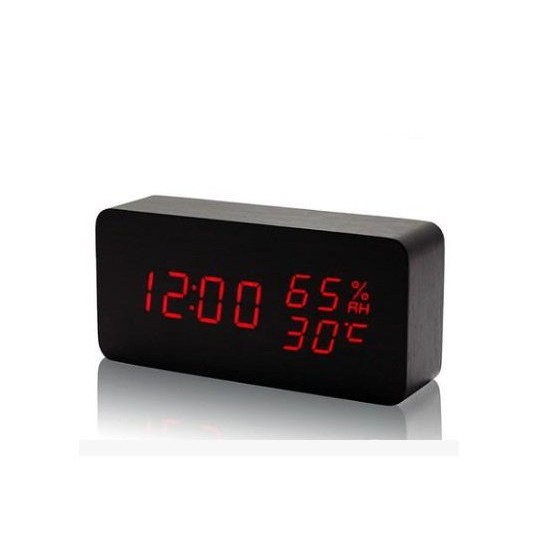 Baby Room Humidity Alarm Clock Wooden Clock Led Luminous Silent Alarm Clock Multifunctional Electronic Clock