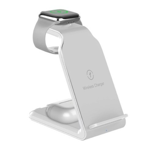 Vertical Three-in-one Wireless Charger 15W Fast Charge Dual-coil Desktop Stand Wireless Charger