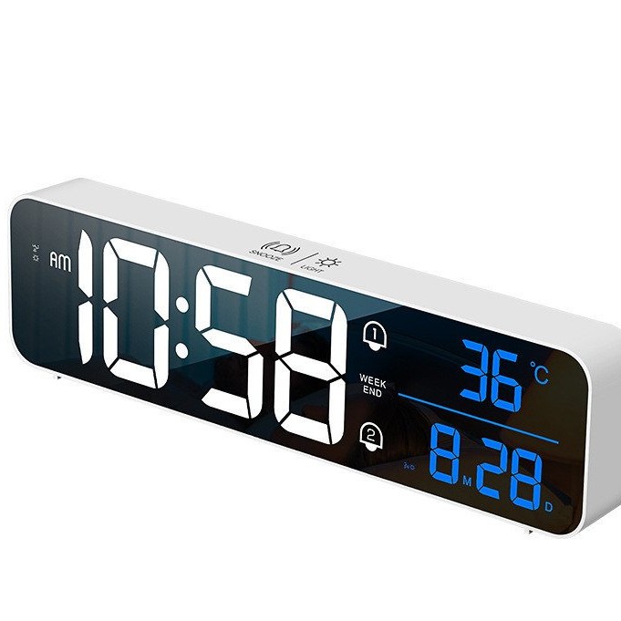 LED Wall Clock Electronic Digital Music Alarm Clock Office Smart Square Clock
