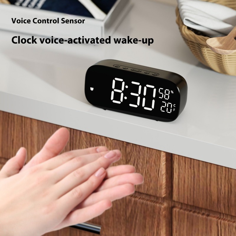 New Multi-functional Electronic Digital Alarm Clock Plug-in Dual-use Voice Control