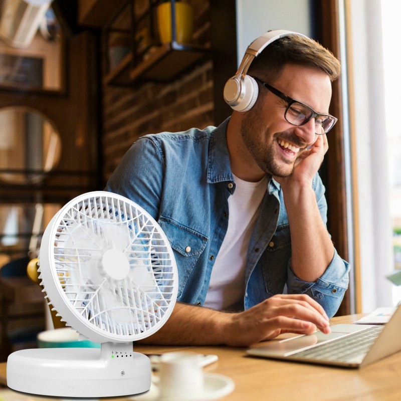 Quiet Table Fan 90 Degree Foldable Desk Fan With 4 Wind Speeds Type-C Rechargeable Wall-Mounted Fan Portable Desktop Fan For Home Bedroom Kitchen Office Outdoor Travel